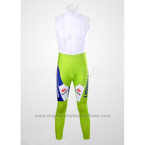 2012 Abbigliamento Ciclismo Liquigas Cannondale Bianco e Verde Manica Lunga e Salopette